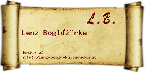 Lenz Boglárka névjegykártya